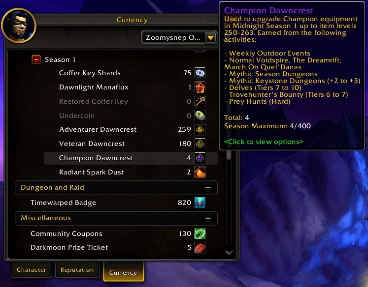 Dawncrest Currency Tab