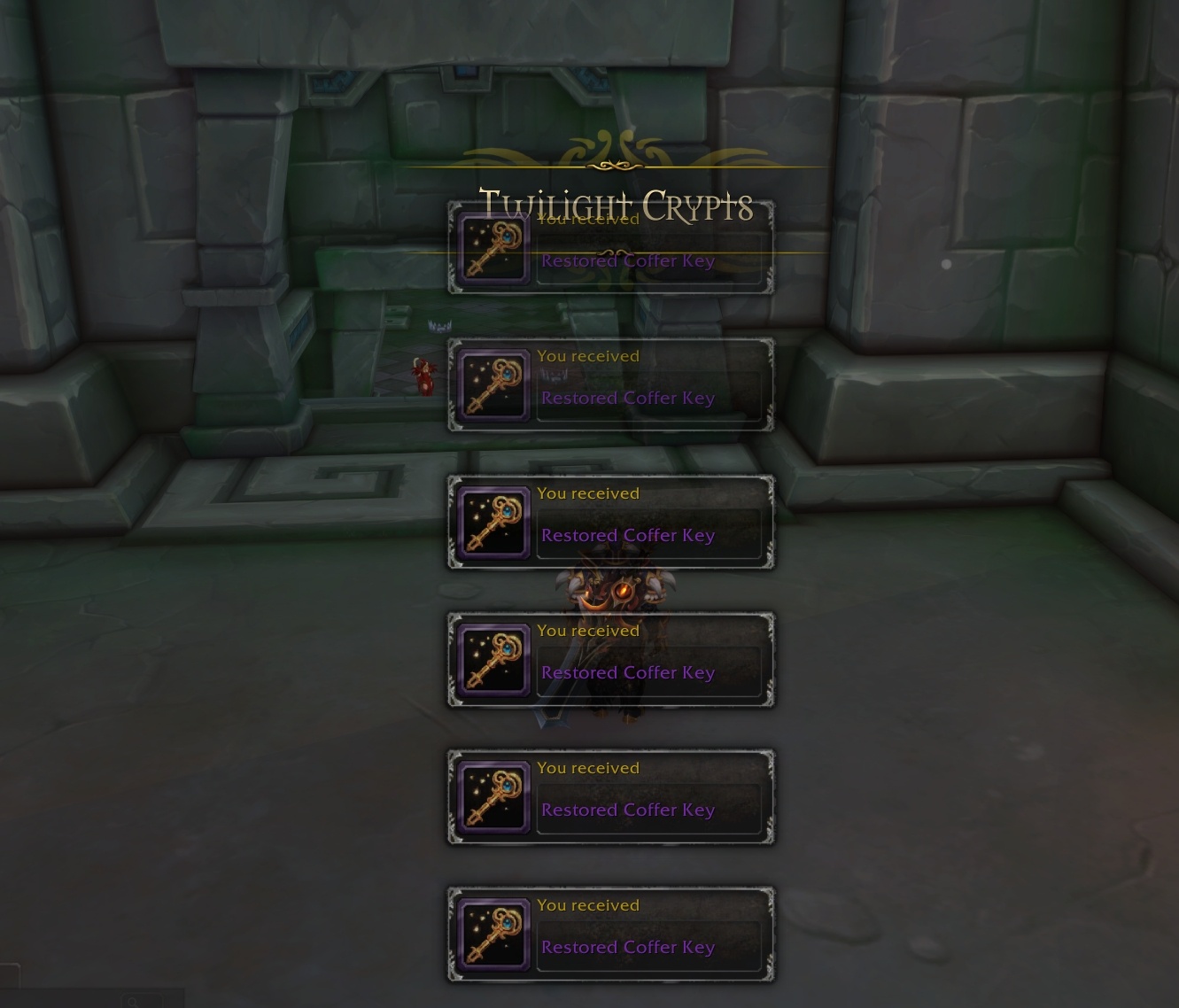 Осколки ключа автоматически превращаются в Отреставрированные ключи