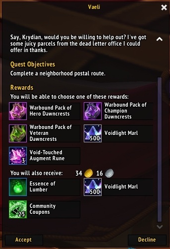 Награды еженедельного задания личных поселений