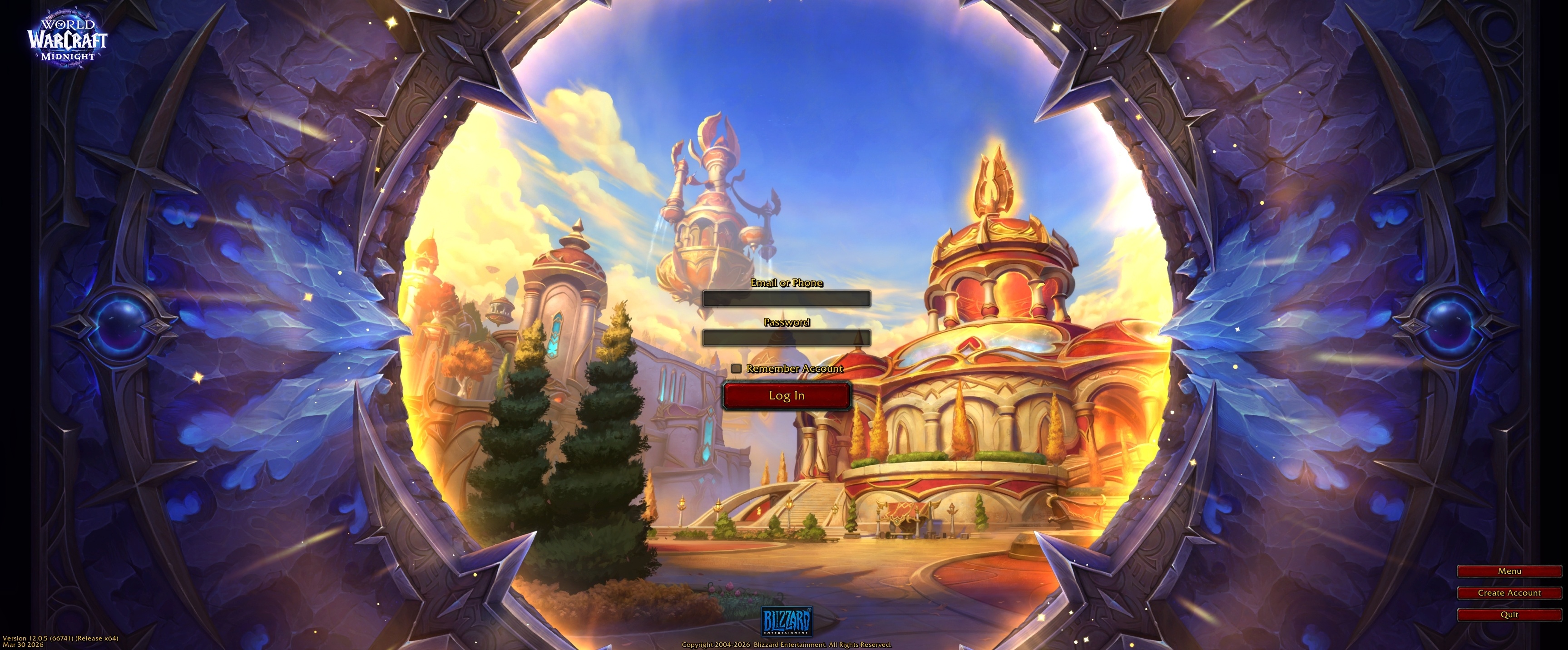 Patch 12.0.5 PTR Build 66741 Release Candidate Login Screen