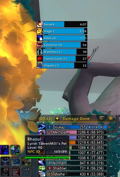 Обратите внимание на новую длительность в 13 сек., хотя прошла уже большая часть боя.