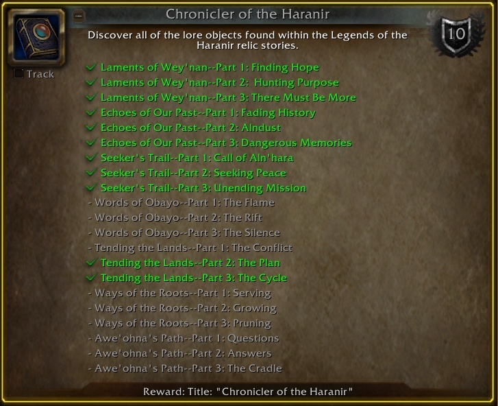 Отслеживание достижения Харанирский летописец