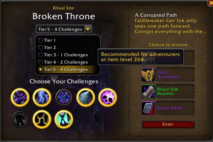 Choose ritual challenges
