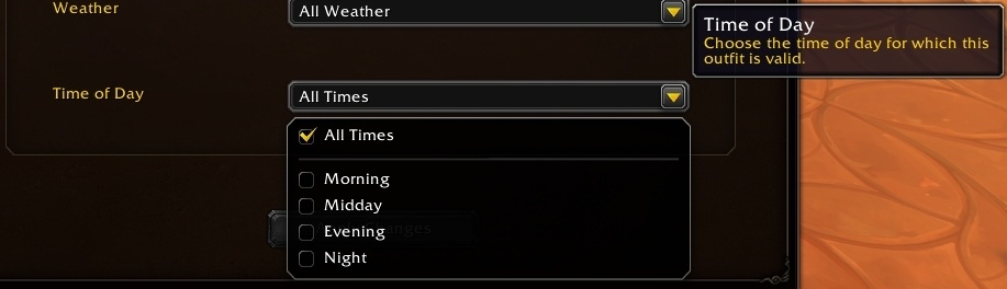 Новые параметры Ситуаций для Времени суток (слева) или Погоды (справа)