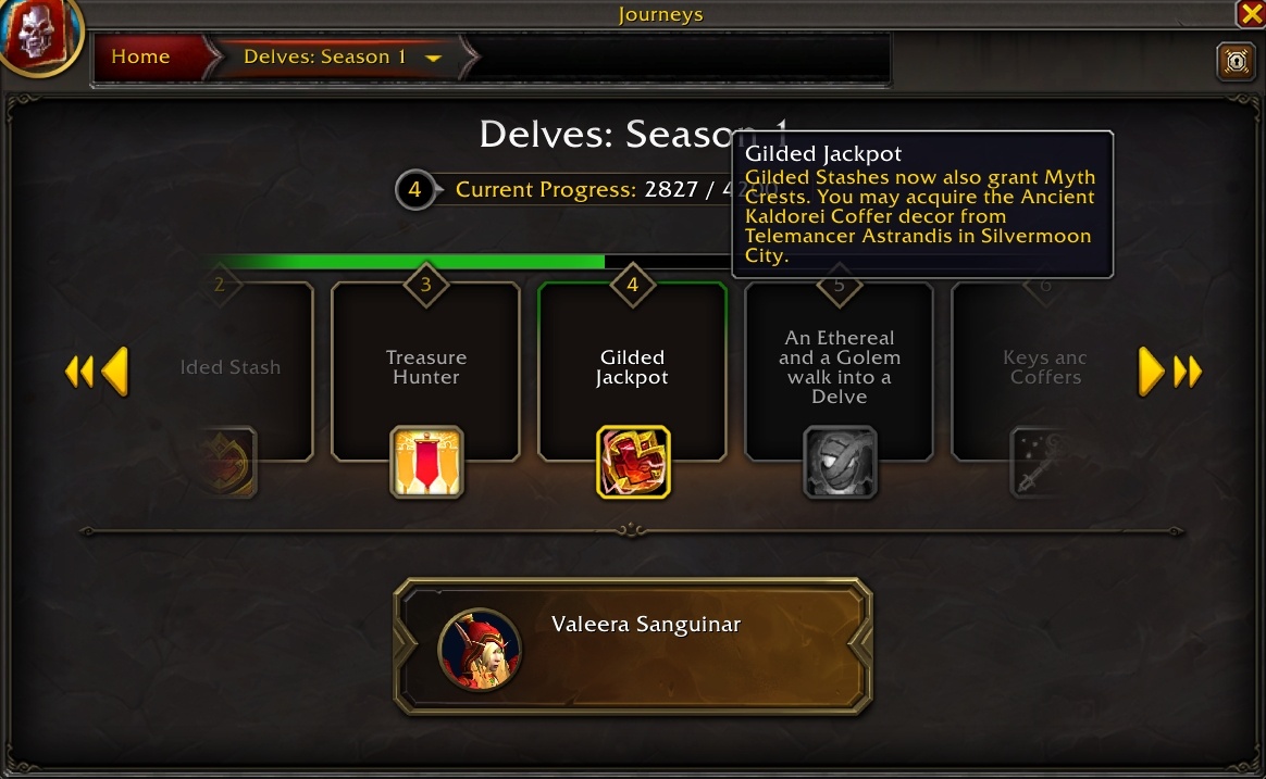 Gilded Jackpot in the Delves Journey