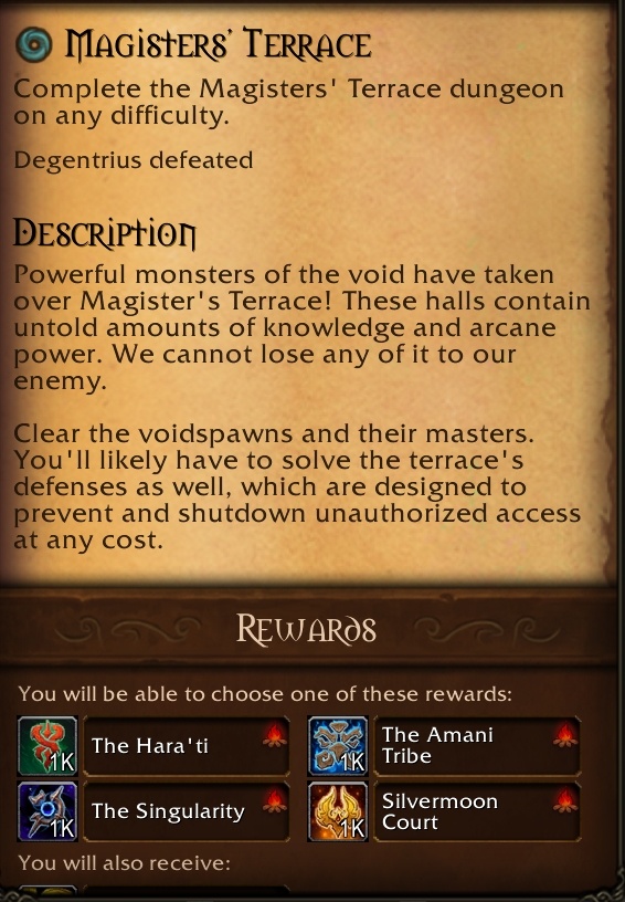 Magister's Terrance weekly quest