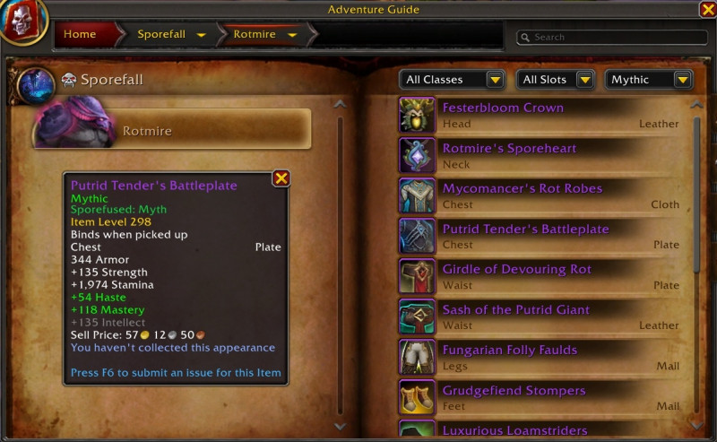 Sporefall loot item level