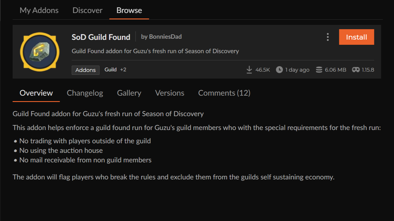 SoD Guild Found addon