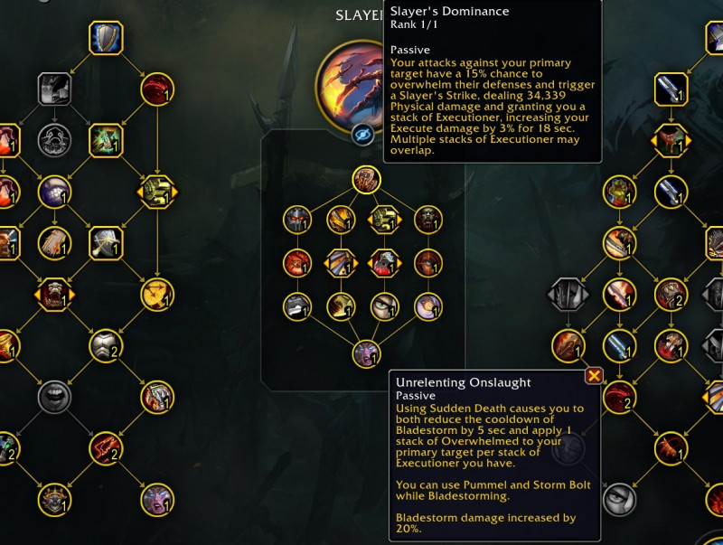 Talent Tree showing Slayer's Dominance