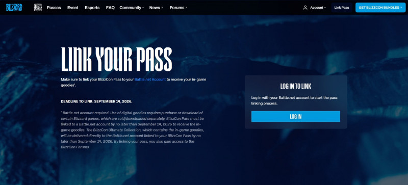 BlizzCon Pass linking page