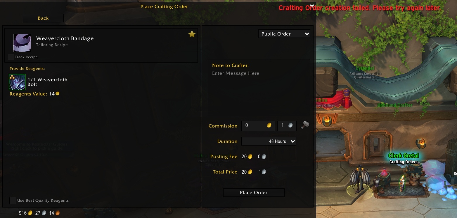 Crafting Order Not Working