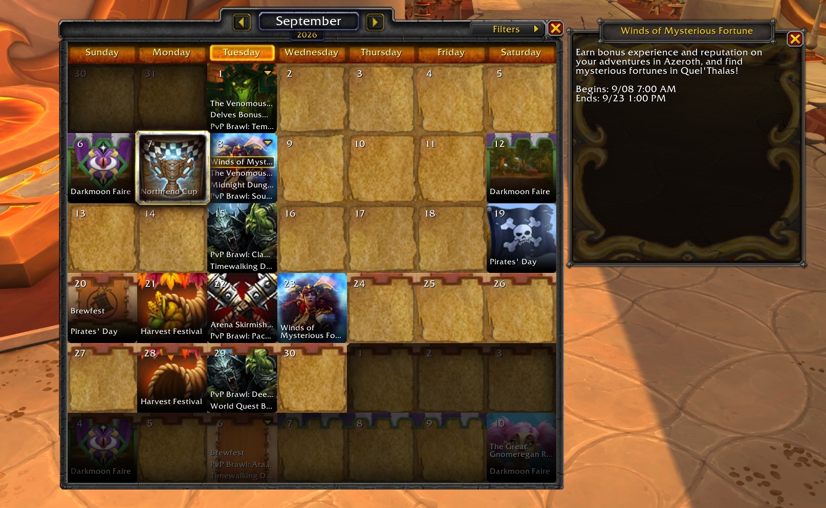 Winds event on PTR