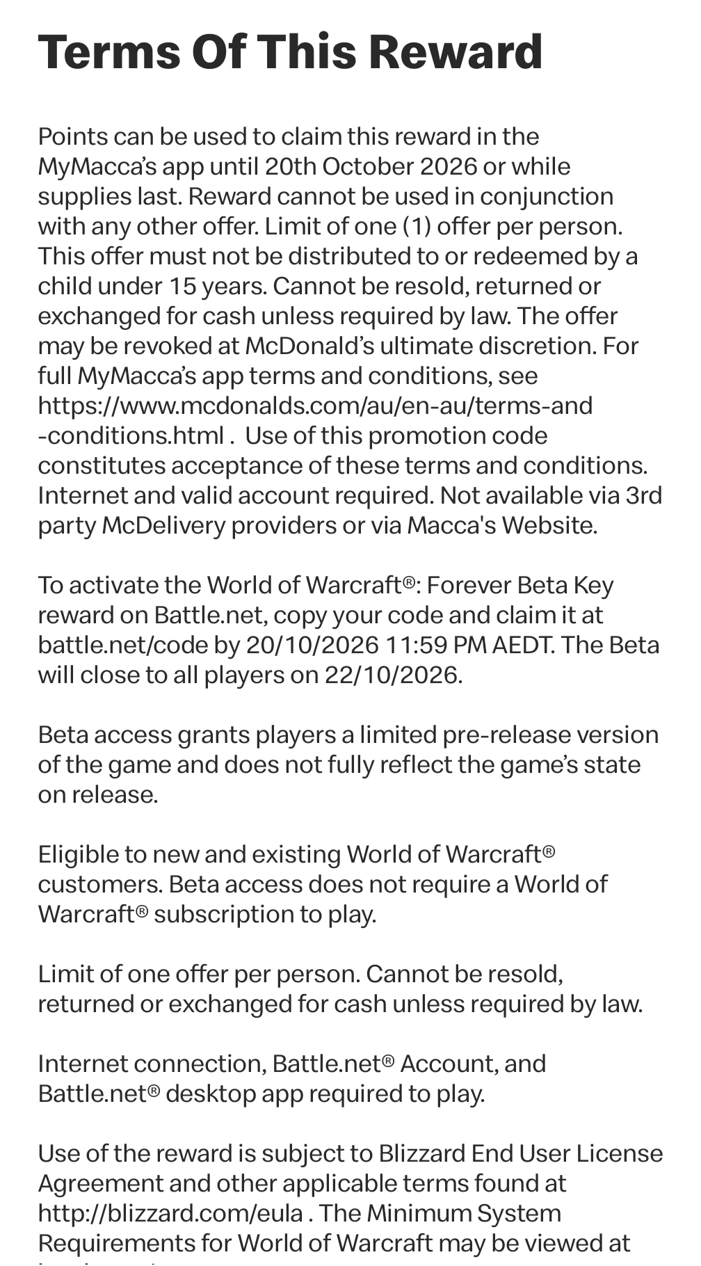 McDonald's Australia Offering 3
