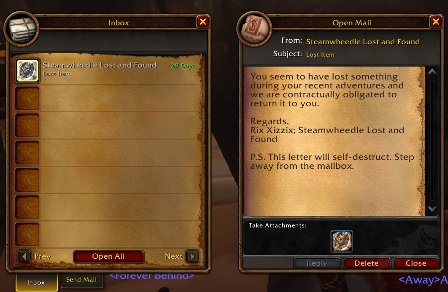 Steamwheedle Lost and Found WoW Forever