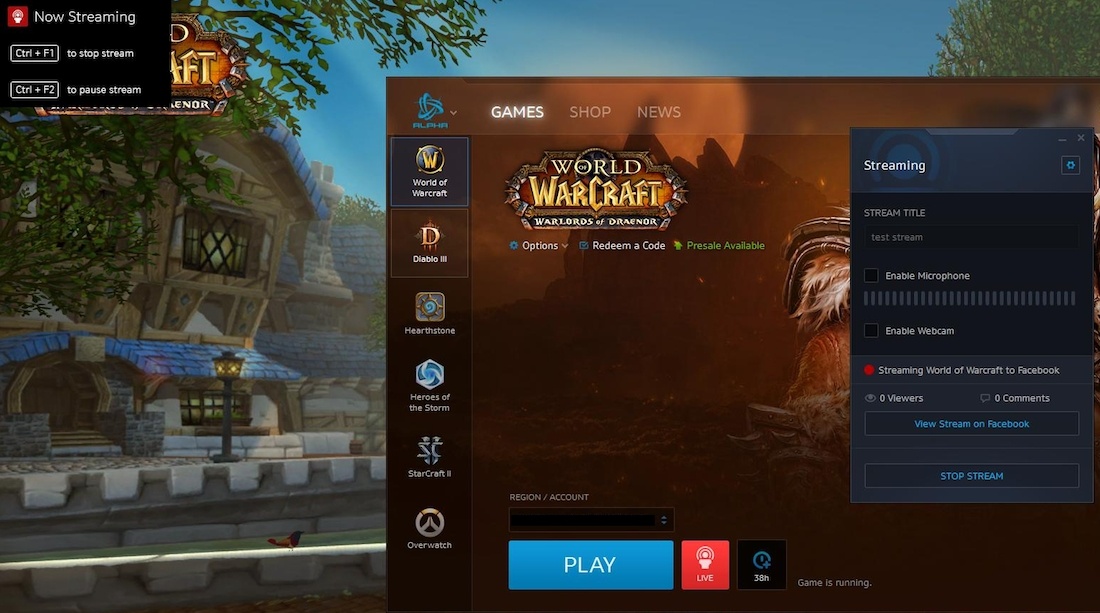 Facebook Streaming Integration With Battle.net Alpha Client - Early Look -  Wowhead News