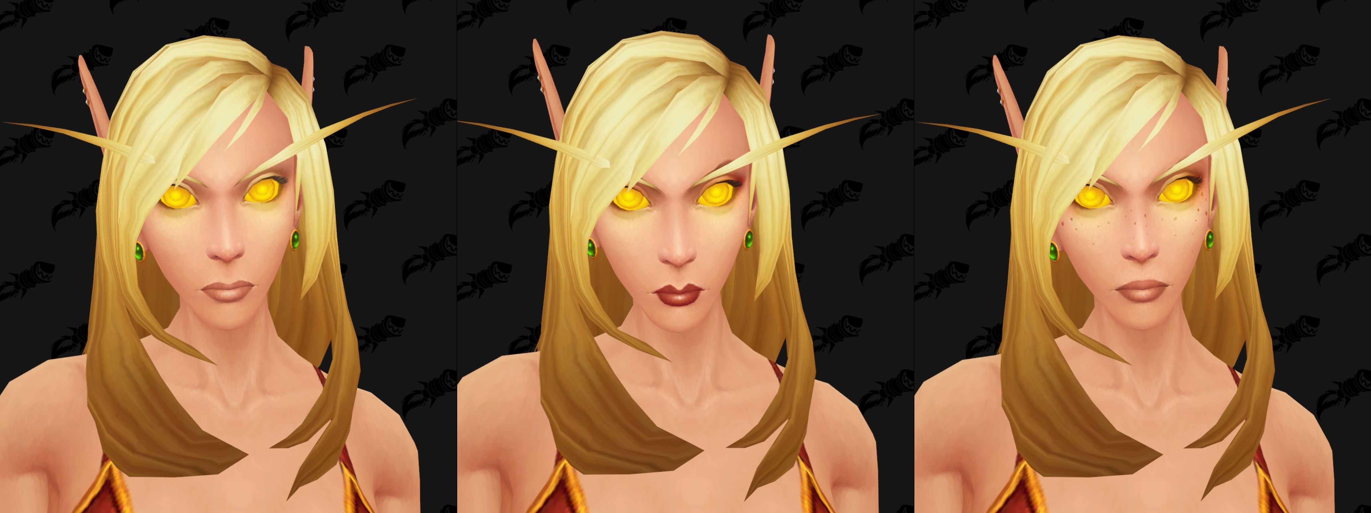 blood elf customization - golden eyes and three new faces