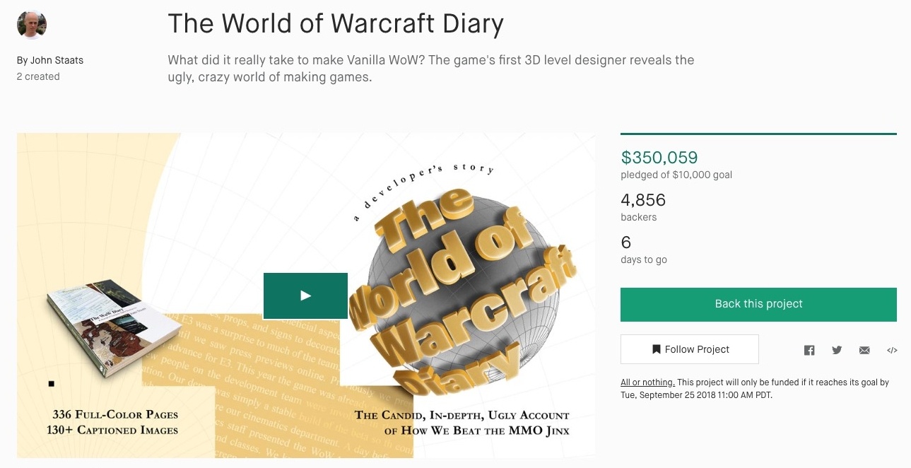 WoW Diary Kickstarter Passed $350k - Gold Foil Lettering Unlocked, One  Golden Edition Stretch Goal Remains - Новости Wowhead