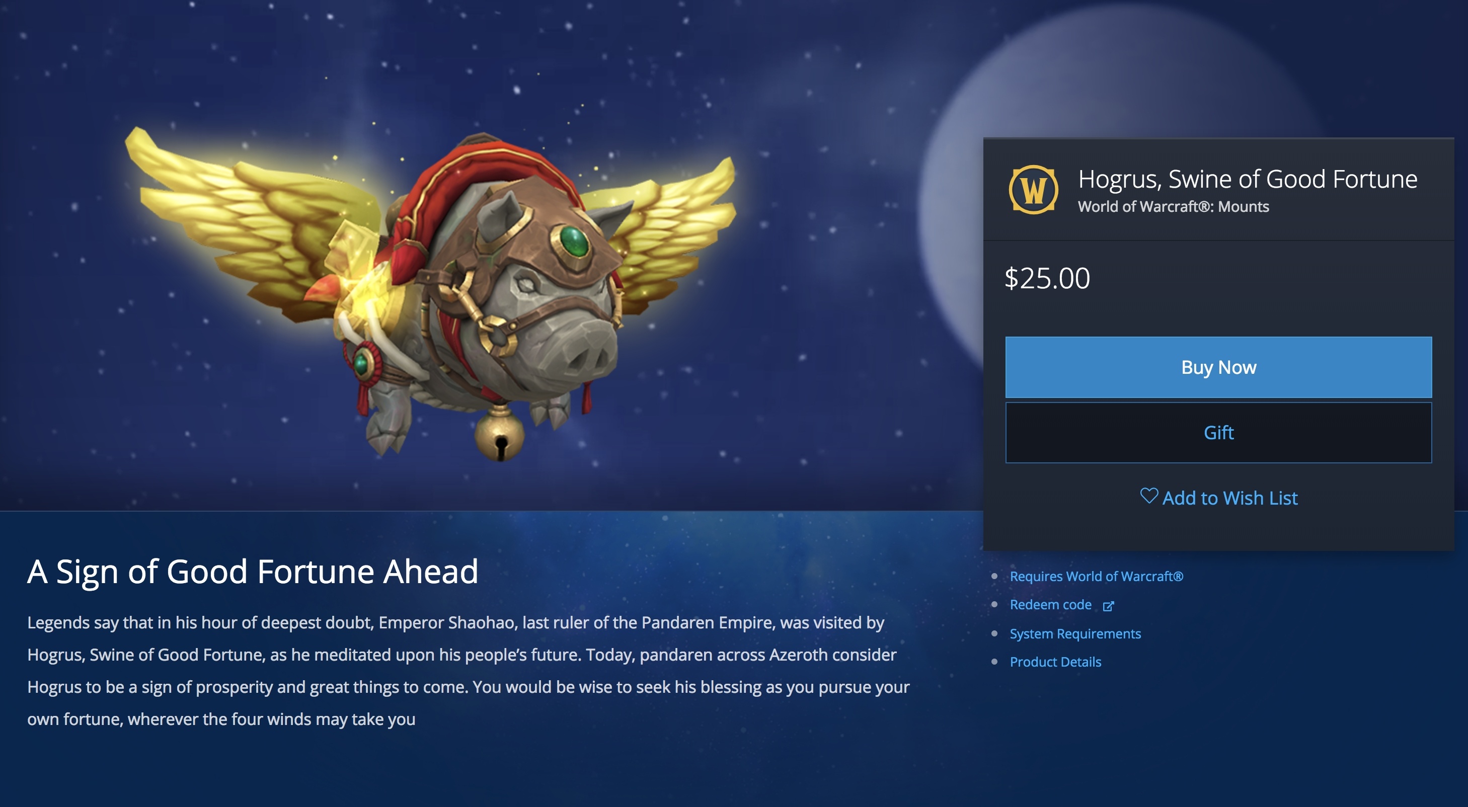 Hogrus, Swine of Good Fortune Mount Now For Sale on Blizzard In-Game Shop -  Noticias de Wowhead