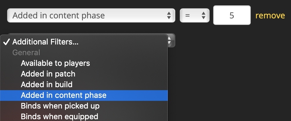 Classic Added In Content Phase Item Filters Now On Wowhead Wowhead News