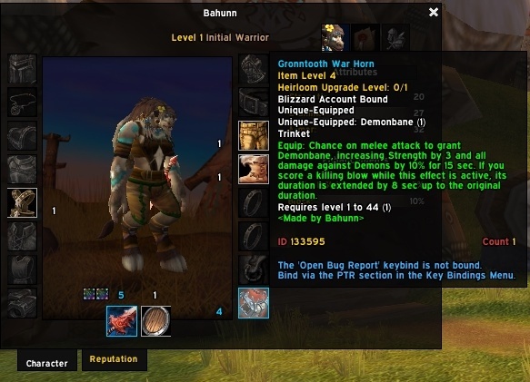 Garrosh Weapons and WoD Heirloom Trinkets Can Be Equipped at Level