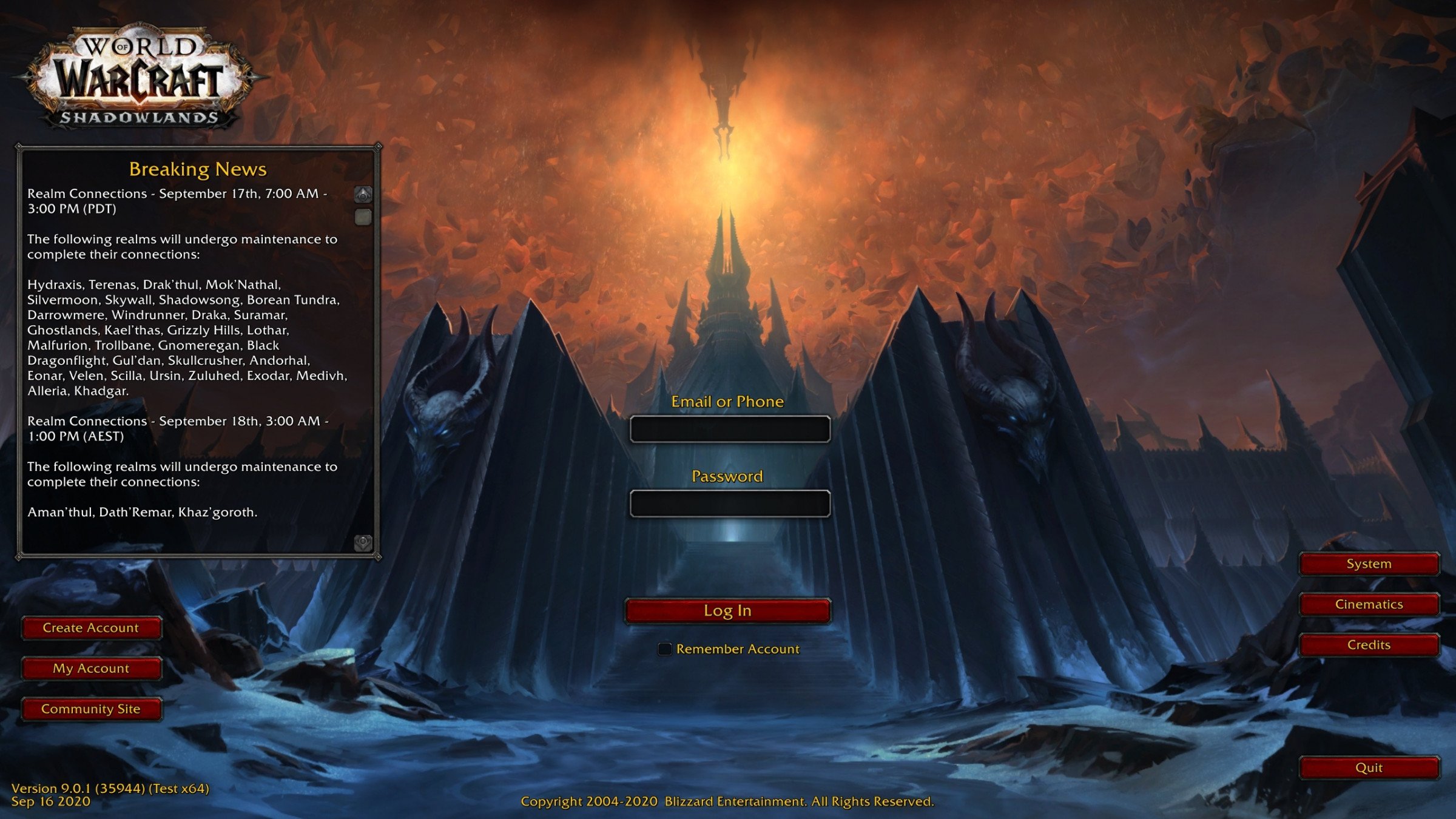 Shadowlands Login Screen Available to Players in Latest Build - Noticias de  Wowhead