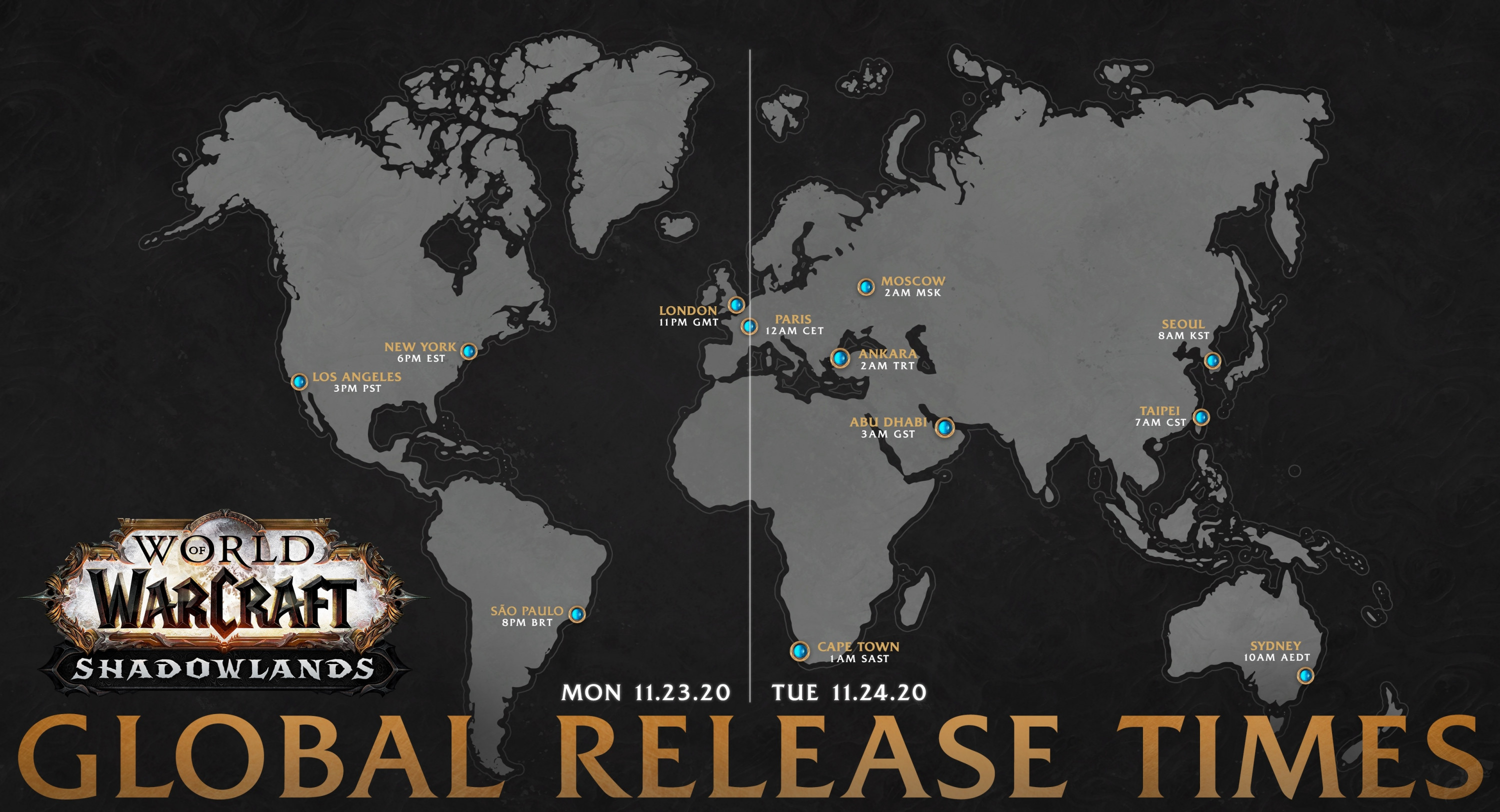 Shadowlands Release Date And Times On November 23rd 24th Global Release Wowhead News